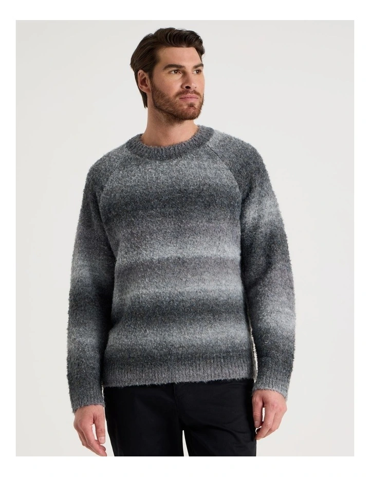 Ombre Knit Crew Neck Sweater in Black image 5