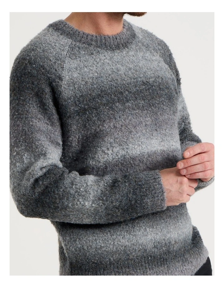 Ombre Knit Crew Neck Sweater in Black image 7