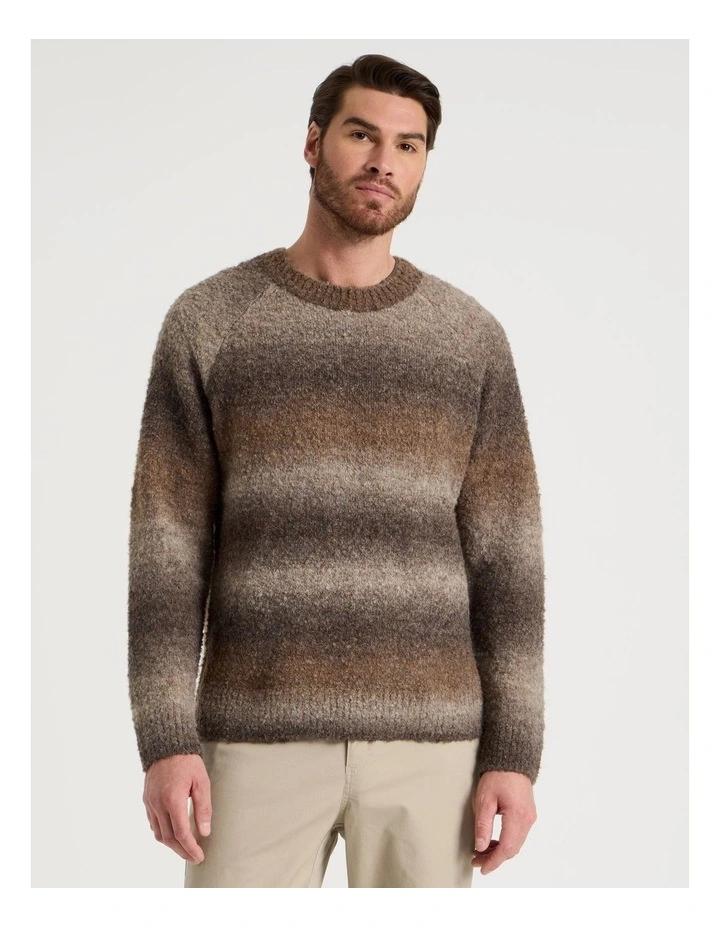 Ombre Knit Crew Neck Sweater in Brown image 2