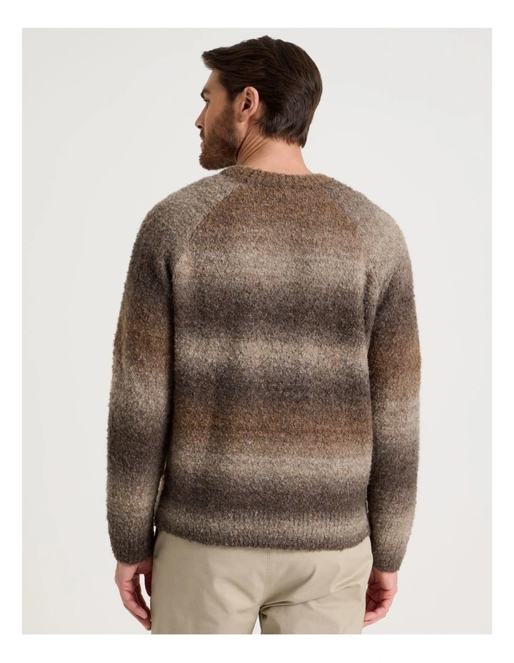 Ombre Knit Crew Neck Sweater in Brown image 6
