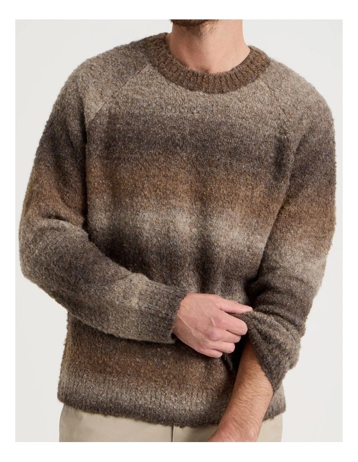 Ombre Knit Crew Neck Sweater in Brown image 7