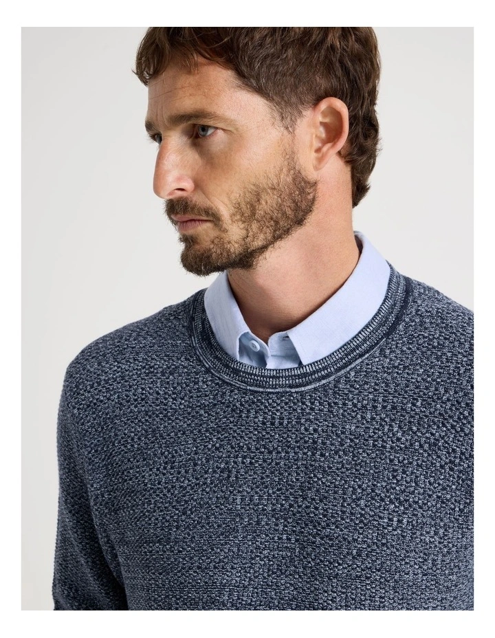 Textured Long Sleeve Knit in Navy image 2