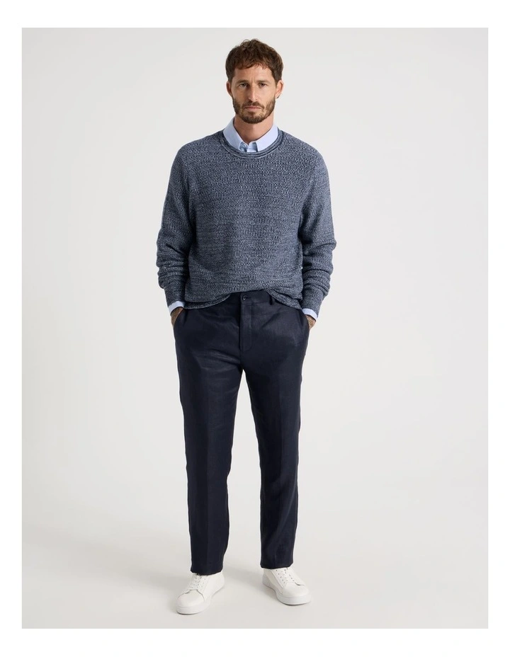 Textured Long Sleeve Knit in Navy image 3