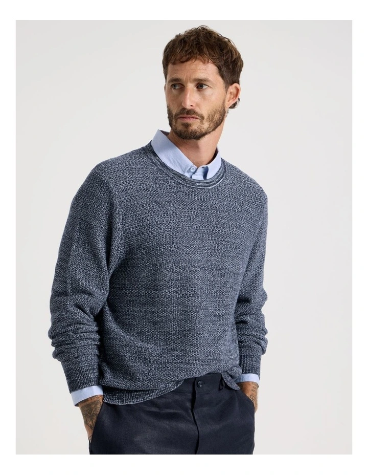 Textured Long Sleeve Knit in Navy image 4