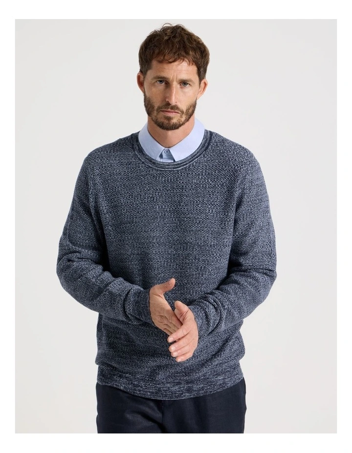 Textured Long Sleeve Knit in Navy image 5