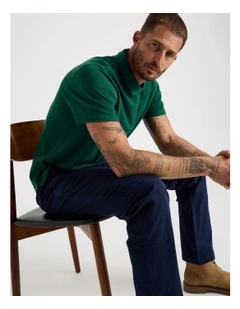 Short Sleeve Zip Polo in Emerald