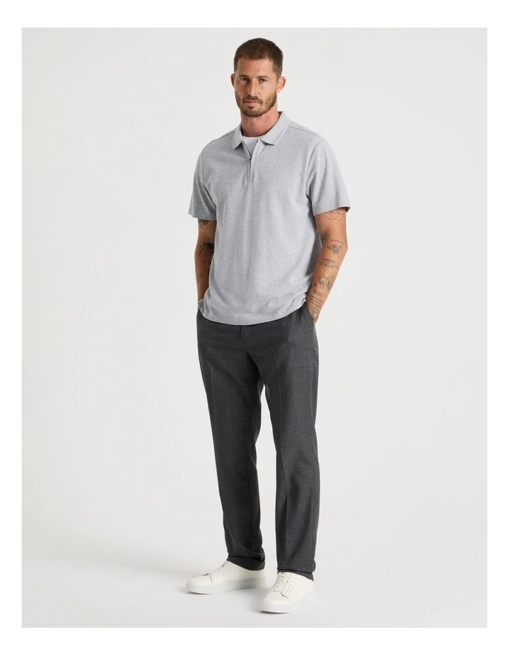 Short Sleeve Zip Polo in Grey Marle image 3