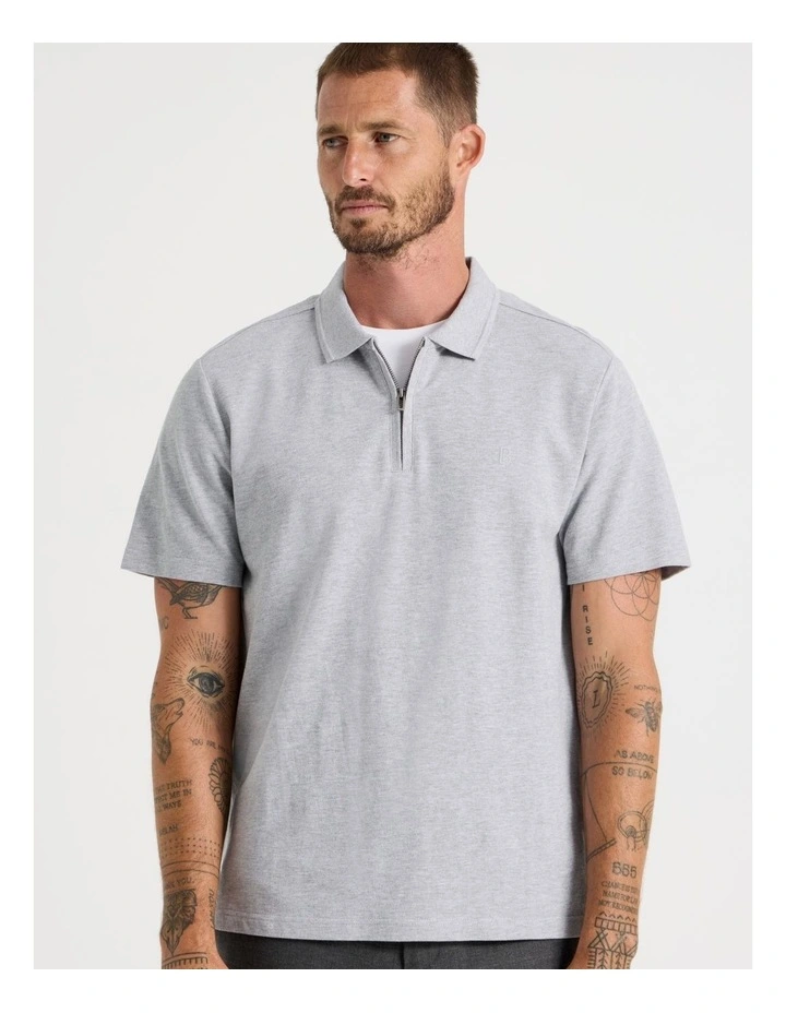 Short Sleeve Zip Polo in Grey Marle image 5