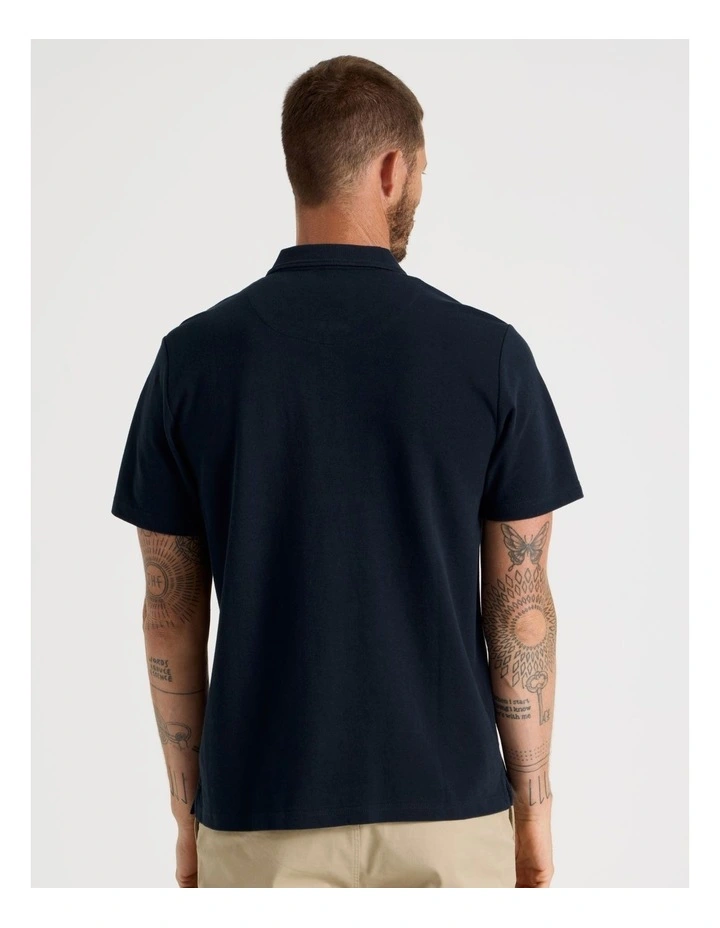 Short Sleeve Zip Polo in Navy image 5
