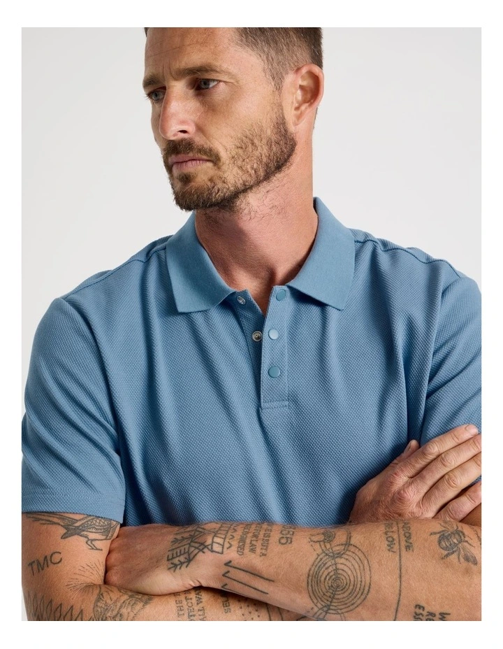 Jersey Short Sleeve Polo in Mid Blue image 1