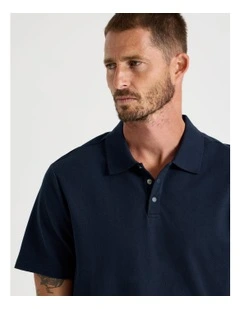 Jersey Short Sleeve Polo in Navy