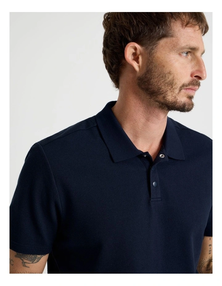 Jersey Short Sleeve Polo in Navy image 2