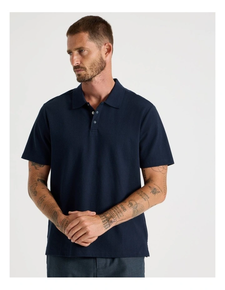 Jersey Short Sleeve Polo in Navy image 3
