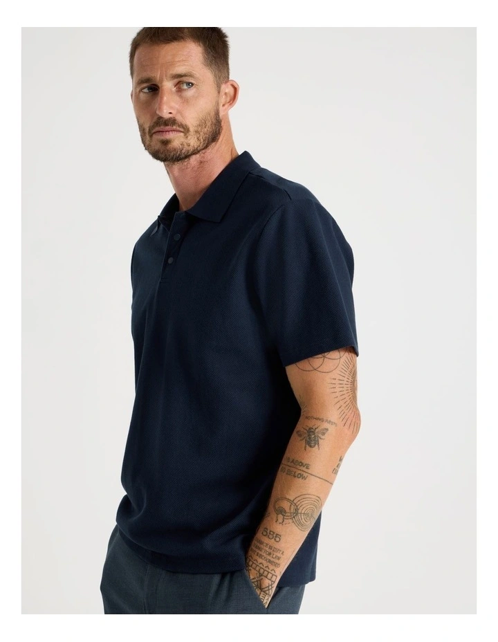 Jersey Short Sleeve Polo in Navy image 4