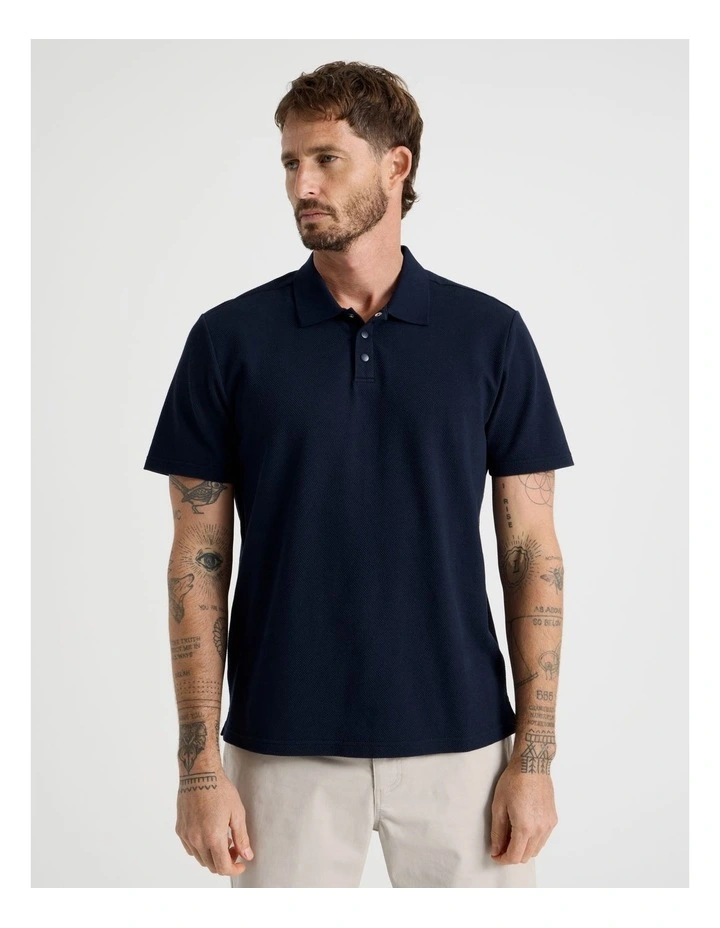 Jersey Short Sleeve Polo in Navy image 5