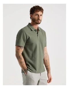 Jersey Short Sleeve Polo in Olive