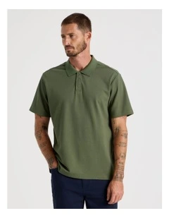 Jersey Short Sleeve Polo in Olive