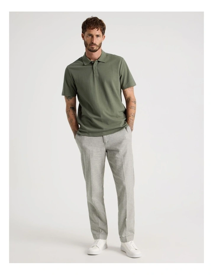Jersey Short Sleeve Polo in Olive image 2