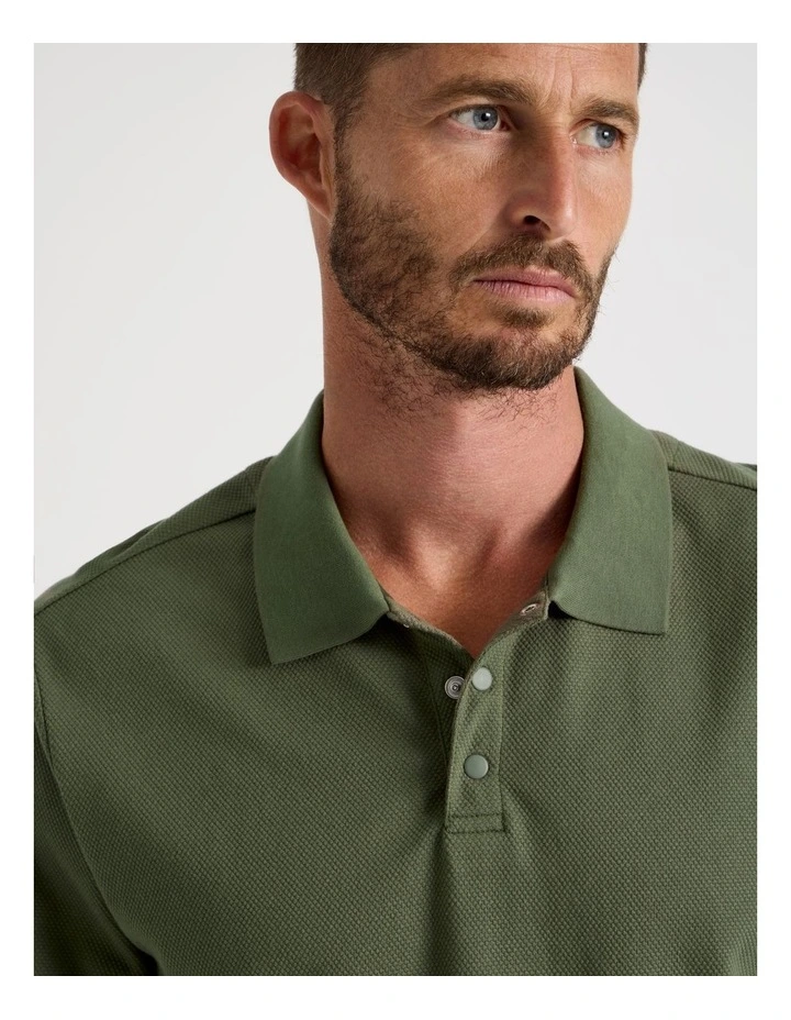 Jersey Short Sleeve Polo in Olive image 2