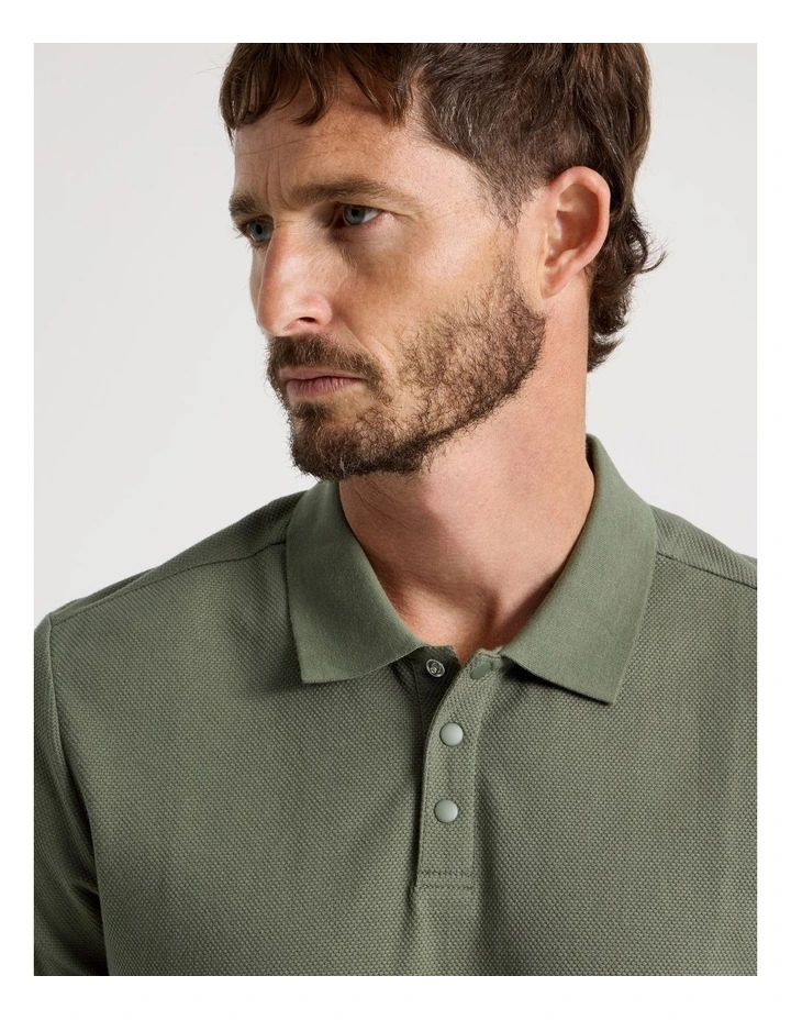Jersey Short Sleeve Polo in Olive image 3