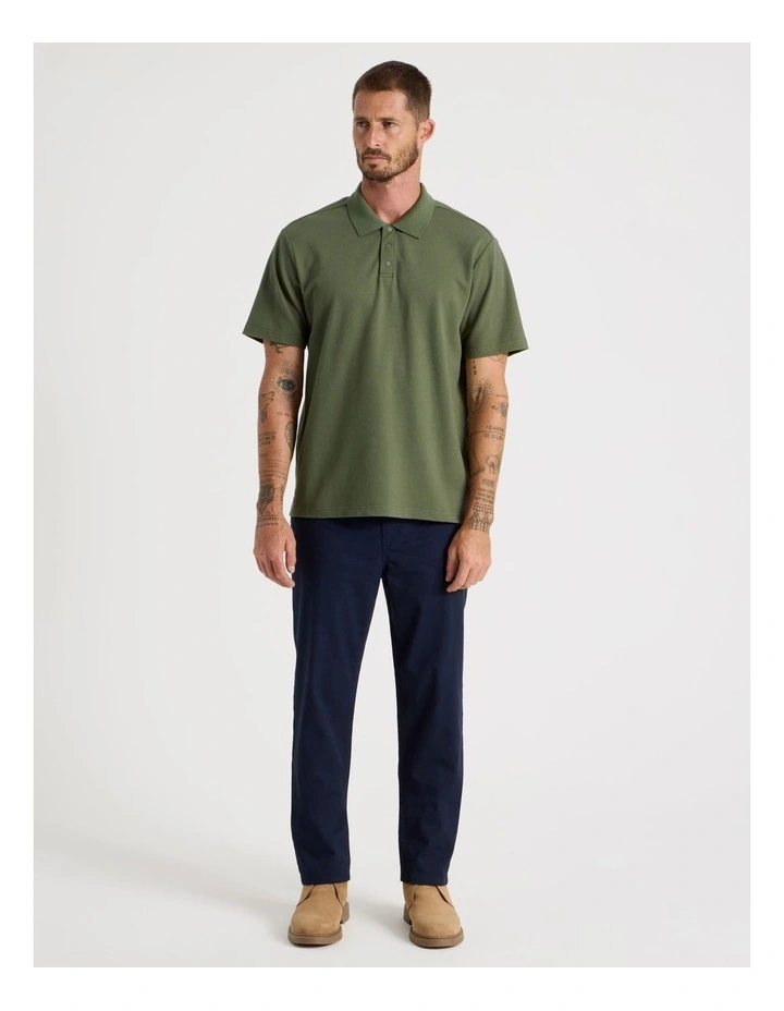 Jersey Short Sleeve Polo in Olive image 3