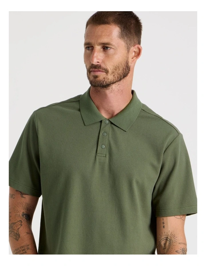 Jersey Short Sleeve Polo in Olive image 4