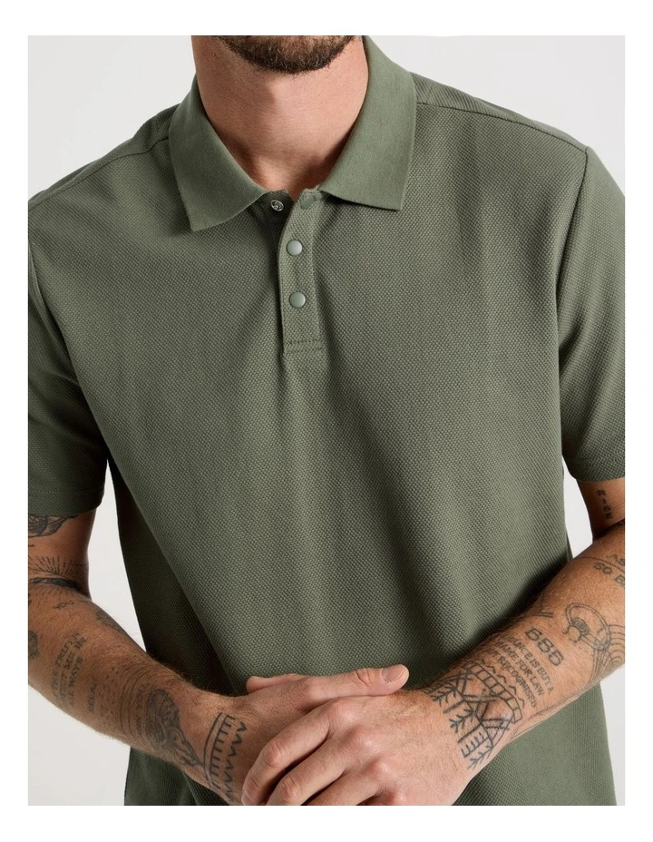 Jersey Short Sleeve Polo in Olive image 5