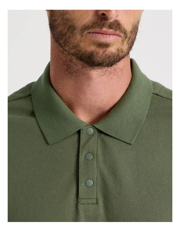 Jersey Short Sleeve Polo in Olive image 5