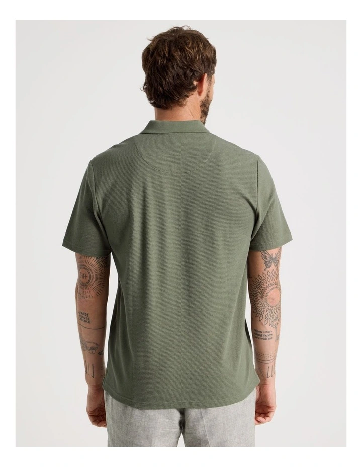 Jersey Short Sleeve Polo in Olive image 6