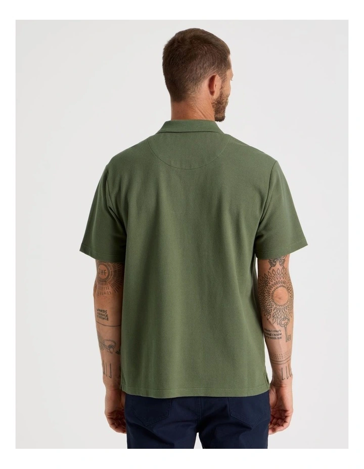 Jersey Short Sleeve Polo in Olive image 6
