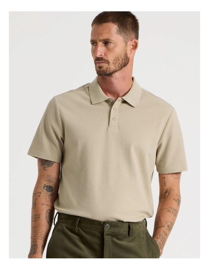 Jersey Short Sleeve Polo in Beige image 1