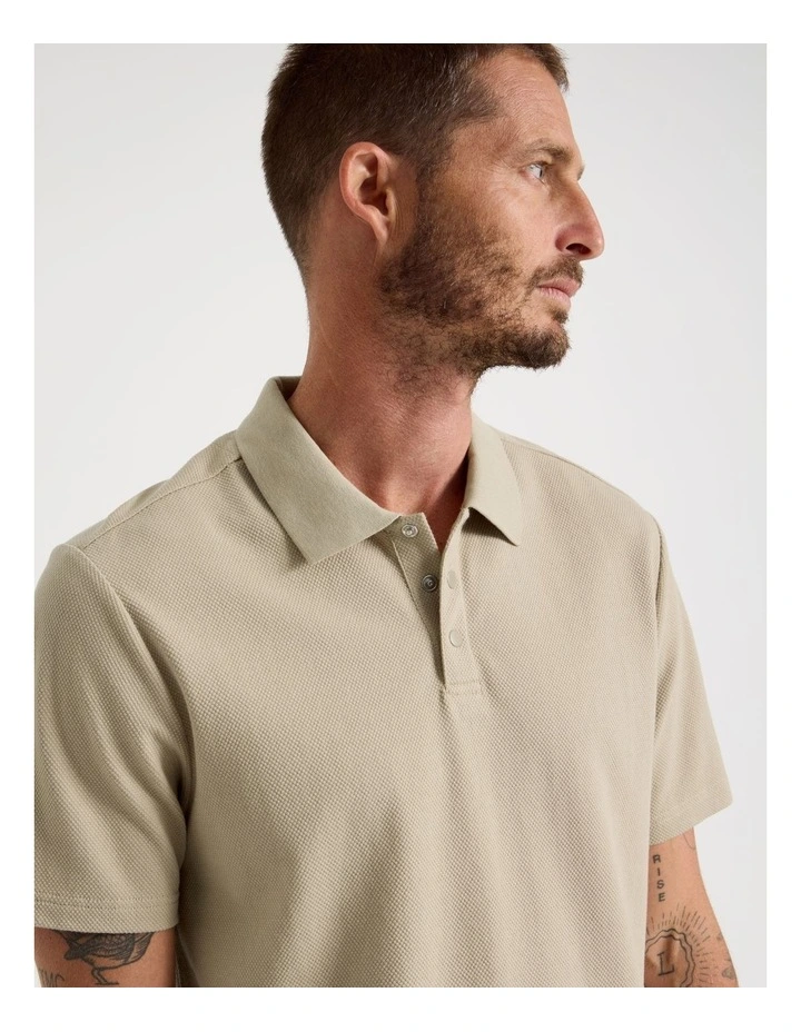 Jersey Short Sleeve Polo in Beige image 3