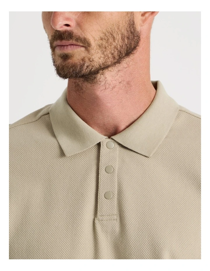 Jersey Short Sleeve Polo in Beige image 6