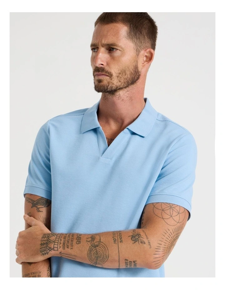 Open Collar Polo in Blue image 2