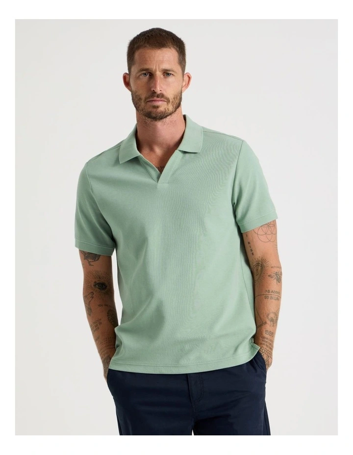 Open Collar Polo in Light Green image 1