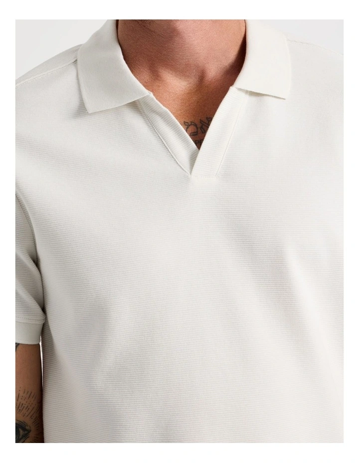 Open Collar Polo in Ecru image 6