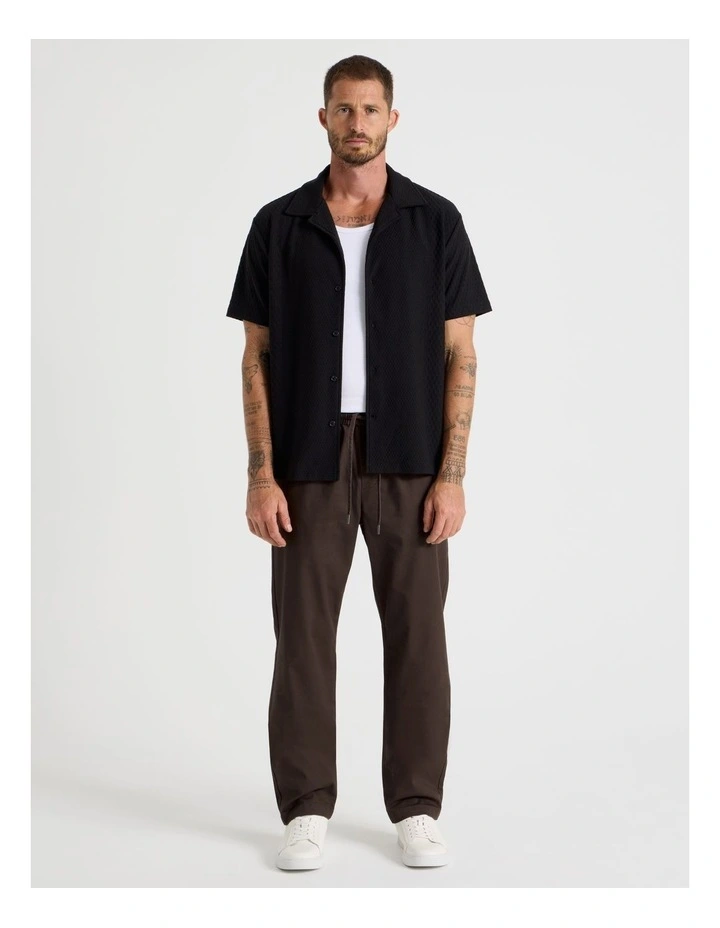 Short Sleeve Jacquard Knit Shirt in Black image 3