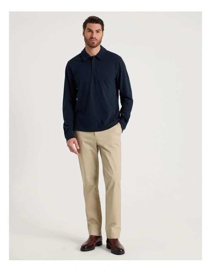 Long Sleeve Polo in Navy image 3