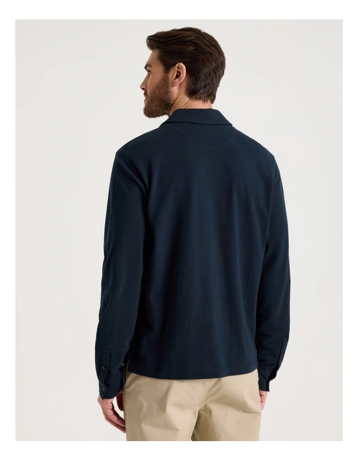 Long Sleeve Polo in Navy image 6