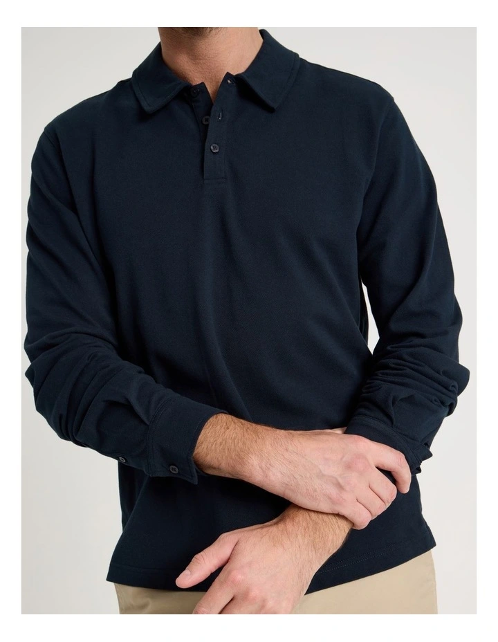 Long Sleeve Polo in Navy image 7