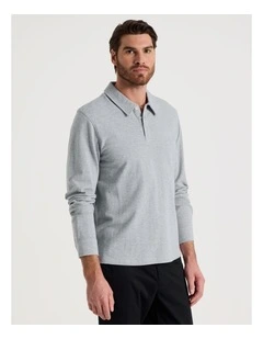Long Sleeve Polo in Grey