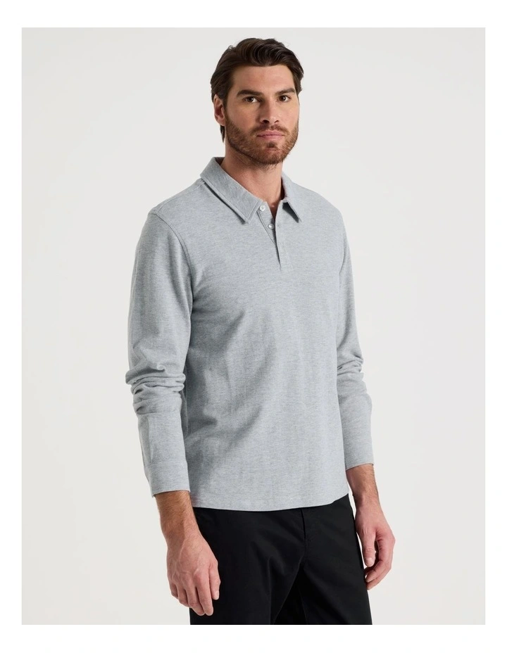 Long Sleeve Polo in Grey image 1