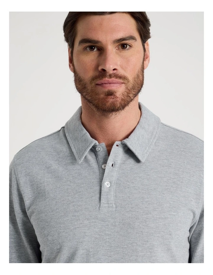Long Sleeve Polo in Grey image 2
