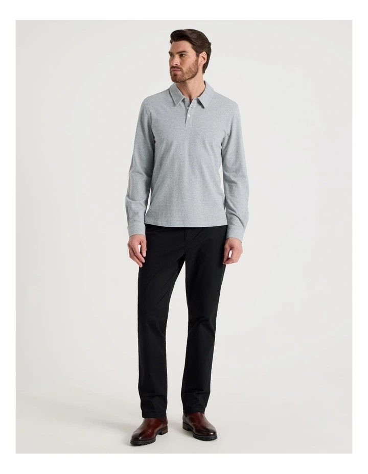 Long Sleeve Polo in Grey image 3