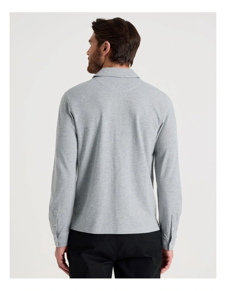Long Sleeve Polo in Grey image 6
