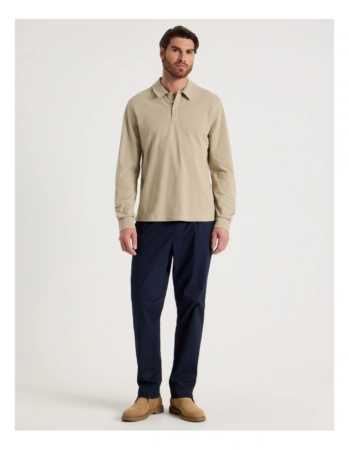 Long Sleeve Polo in Sand image 2