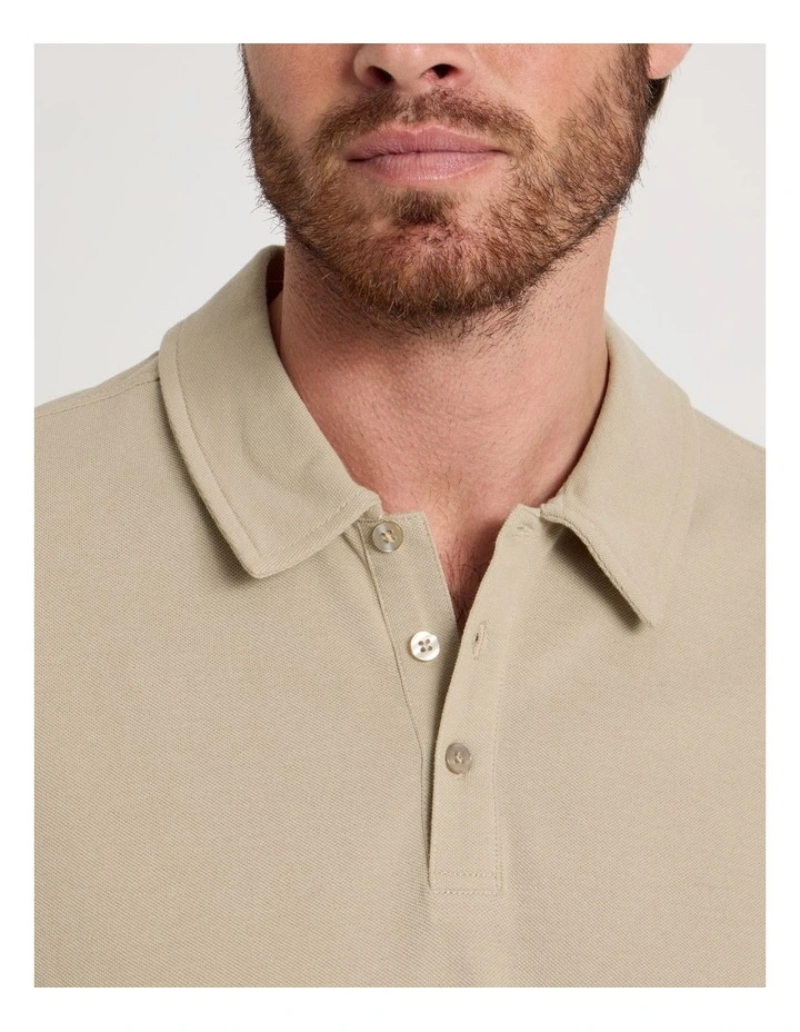 Long Sleeve Polo in Sand image 4