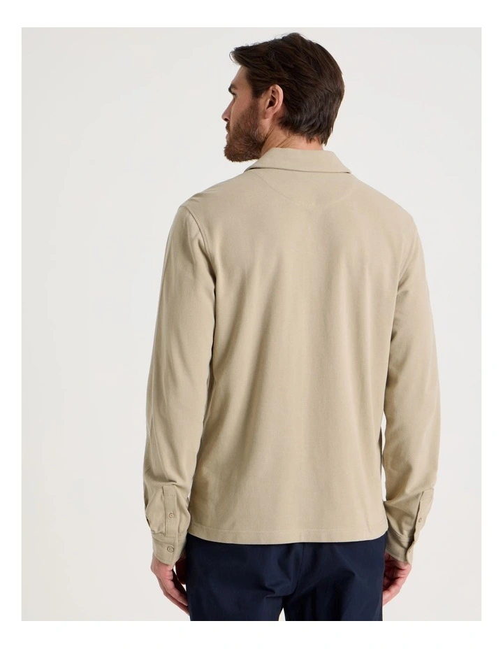 Long Sleeve Polo in Sand image 6