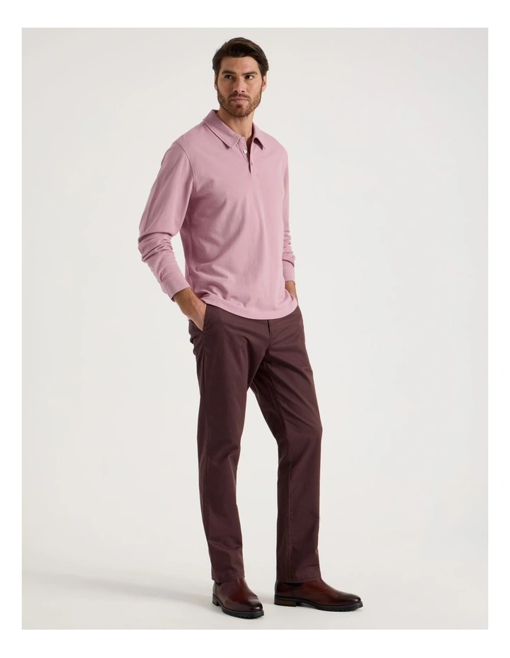 Long Sleeve Polo in Pink image 2