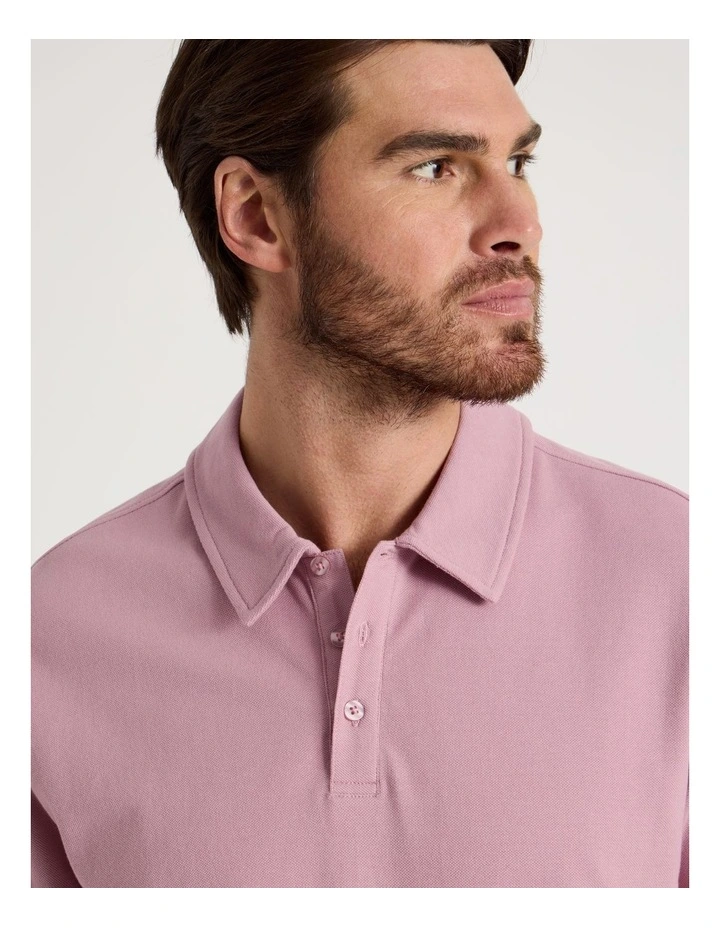 Long Sleeve Polo in Pink image 3
